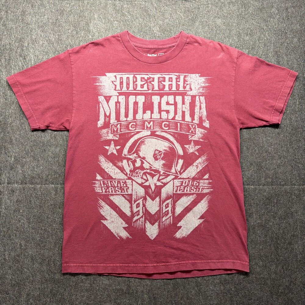 Metal Mulisha Motorcycle Skull T-Shirt Red Gray - Men’s Large